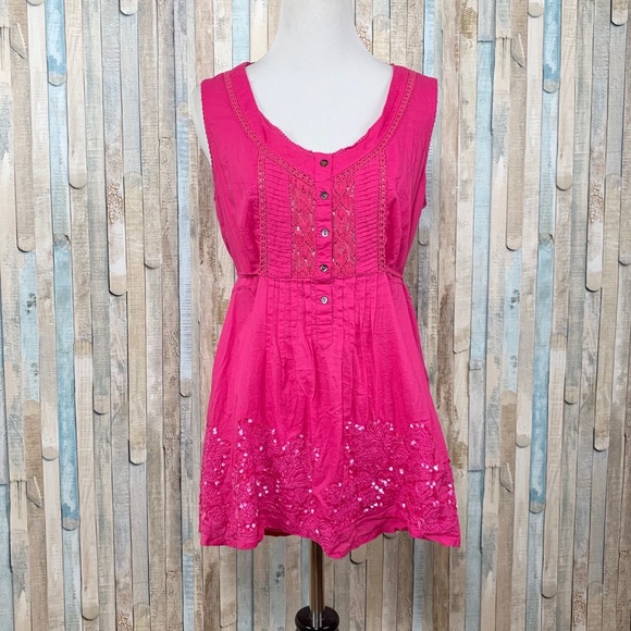 Anthropologie Tops - Anthropologie 6 Sequin Sparkle Hem Peasant Top